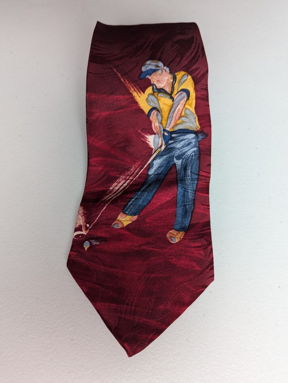 Terry Rose Golf Tie Silk Tee Shot Red Dad Necktie Office Novelty Gift
